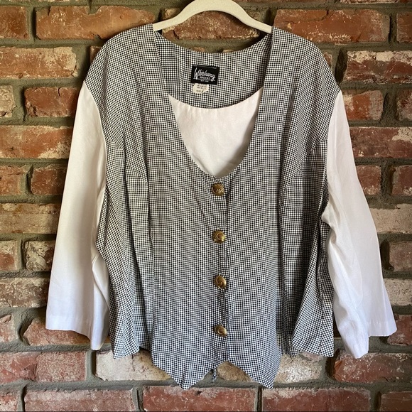 Whirlaway Frocks Tops - Whirlaway Frocks Gingham Button Up Blouse Vintage